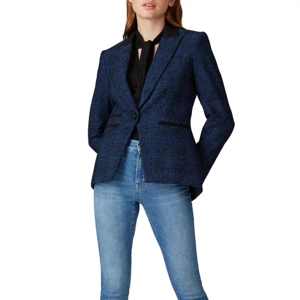 VERONICA BEARD Gia Tweed Dickey Jacket In Blue Size 2